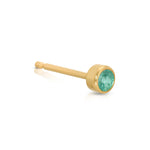 A Birthstone Stud - Emerald (May) in yellow gold on a white background.