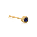 A Birthstone Stud - Sapphire (September) in yellow gold on a white background.