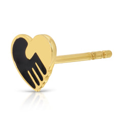 An Enamel Gold Unity Earring on a white background. 