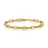 A Bold Link Bracelet in yellow gold on a white background. 