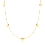 The 5 of Hearts Necklace in yellow gold on a white background. 