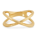 A Criss-Cross Duo Ring in yellow gold on a white background. 
