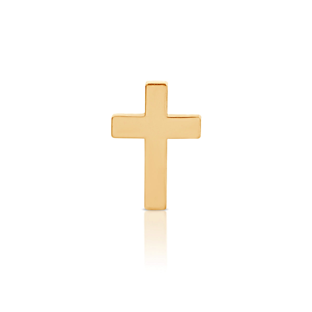 A Charm Stud - Cross in yellow gold on a white background. 