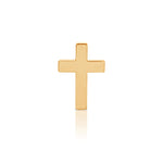A Charm Stud - Cross in yellow gold on a white background. 