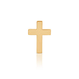 A Charm Stud - Cross in yellow gold on a white background. 