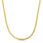 A Chic Cuban Curb Chain in yellow gold on a white background. 