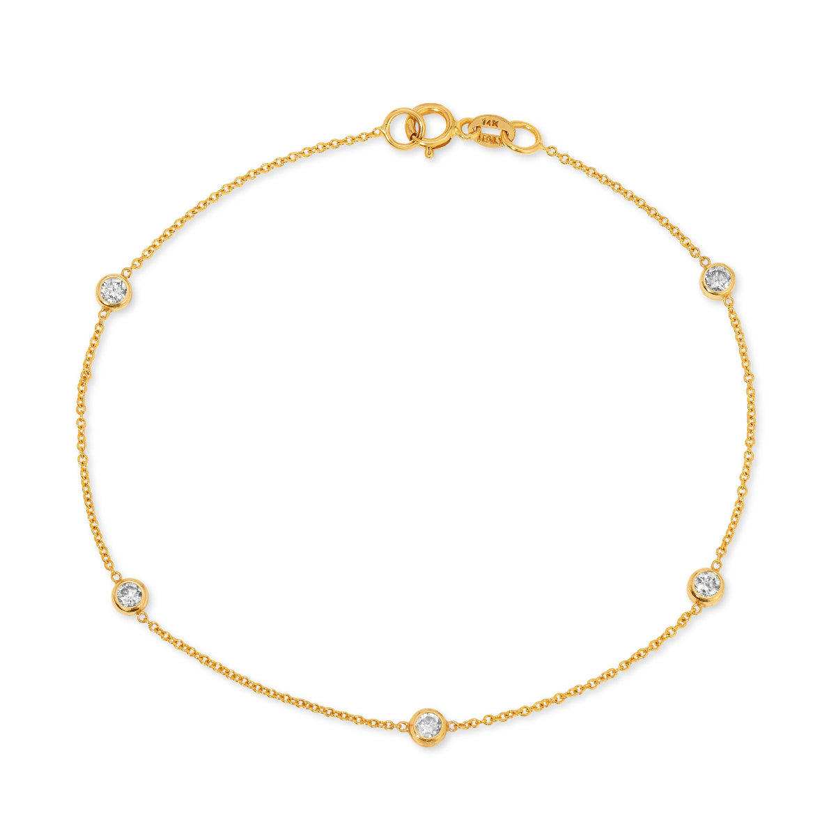 A Starstuck Diamond Bracelet in yellow gold on a white background. 