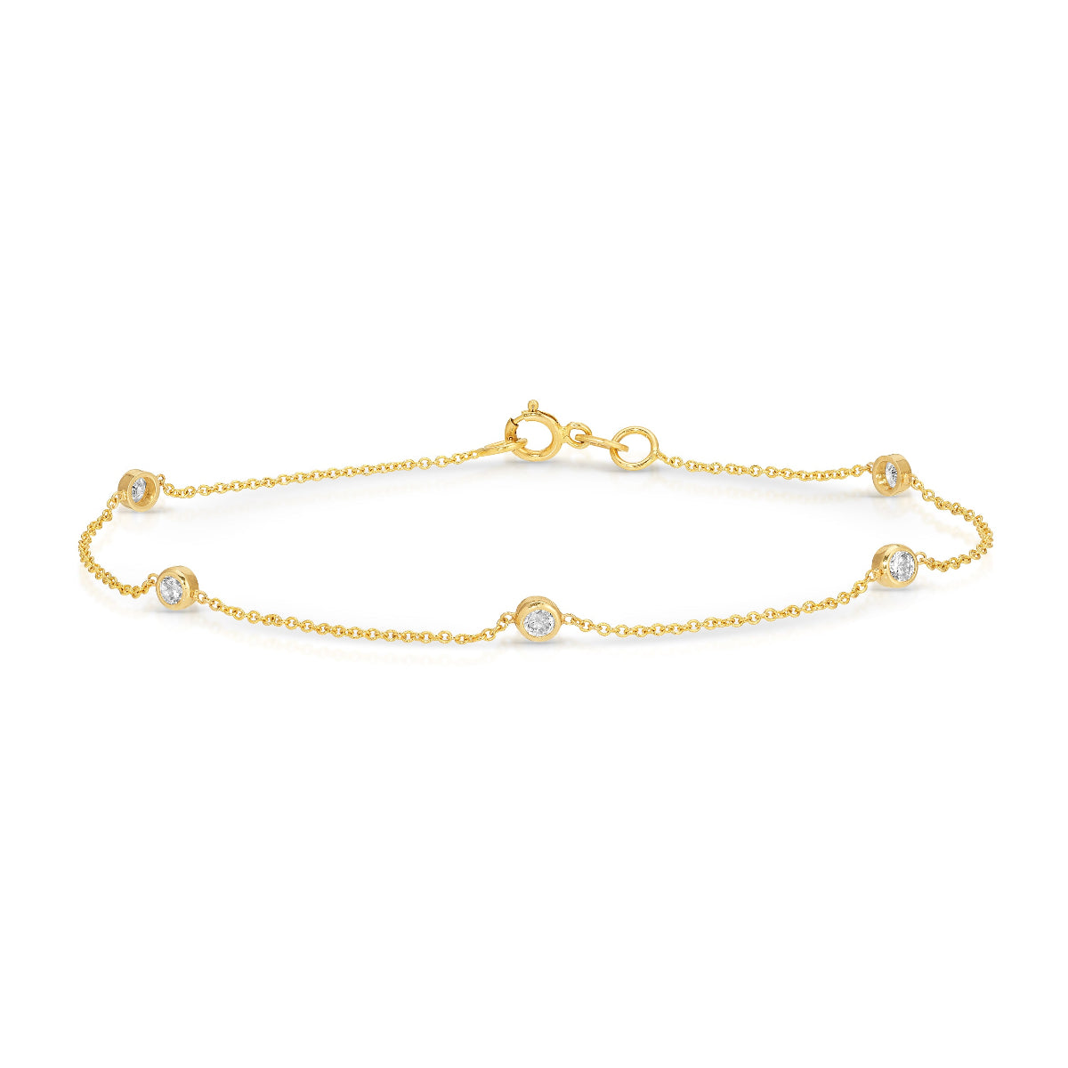 A Starstuck Diamond Bracelet in yellow gold on a white background. 