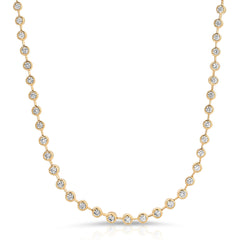 The Ultimate Diamond Necklace in yellow gold on a white background. 