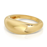 A Martini Ring in yellow gold on a white background. 