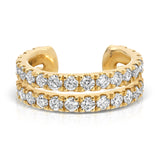 A Pavé Double Ear Cuff in yellow gold on a white background.