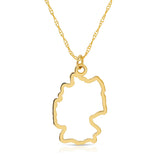 A Germany pendant necklace in yellow gold on a white background.  