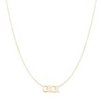 A GIGI Necklace in yellow gold on a cable chain on a white background. 
