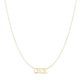 A GIGI Necklace in yellow gold on a cable chain on a white background. 