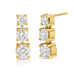 A Triple Sec Diamond Earring in yellow gold on a white background. 