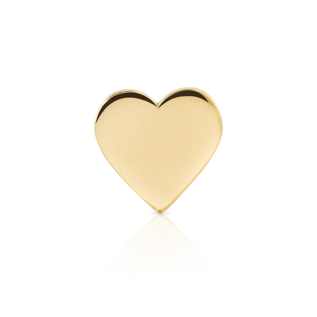 A Heartfelt Stud in yellow gold on a white background. 