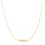 A yellow gold Horizon Necklace on a white background. 