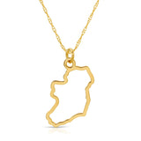 An Ireland necklace in yellow gold on a white background. 