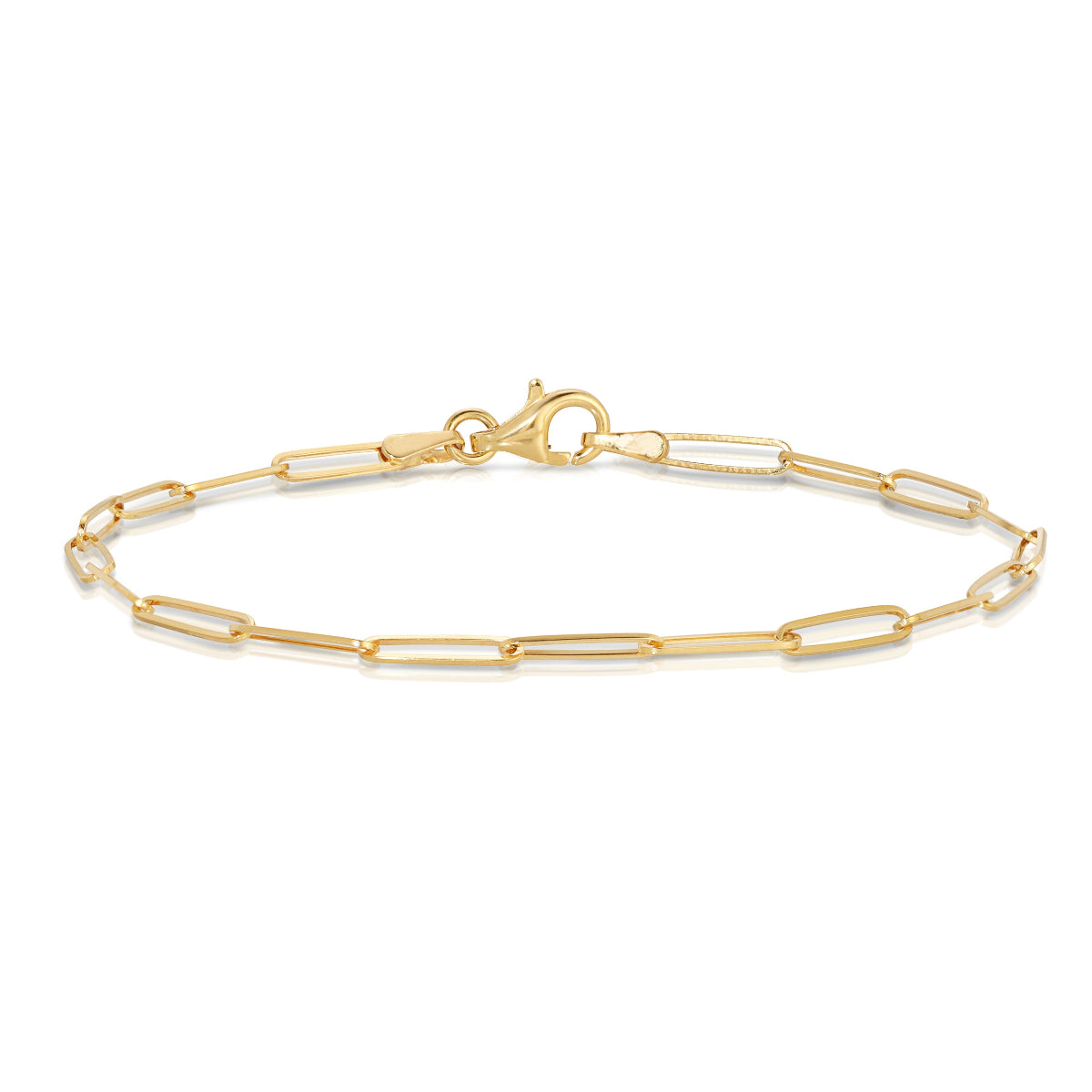 An Element Long Link Bracelet in yellow gold on a white background.