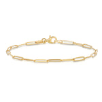 An Element Long Link Bracelet in yellow gold on a white background.