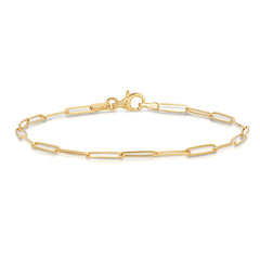 An Element Long Link Bracelet in yellow gold on a white background.