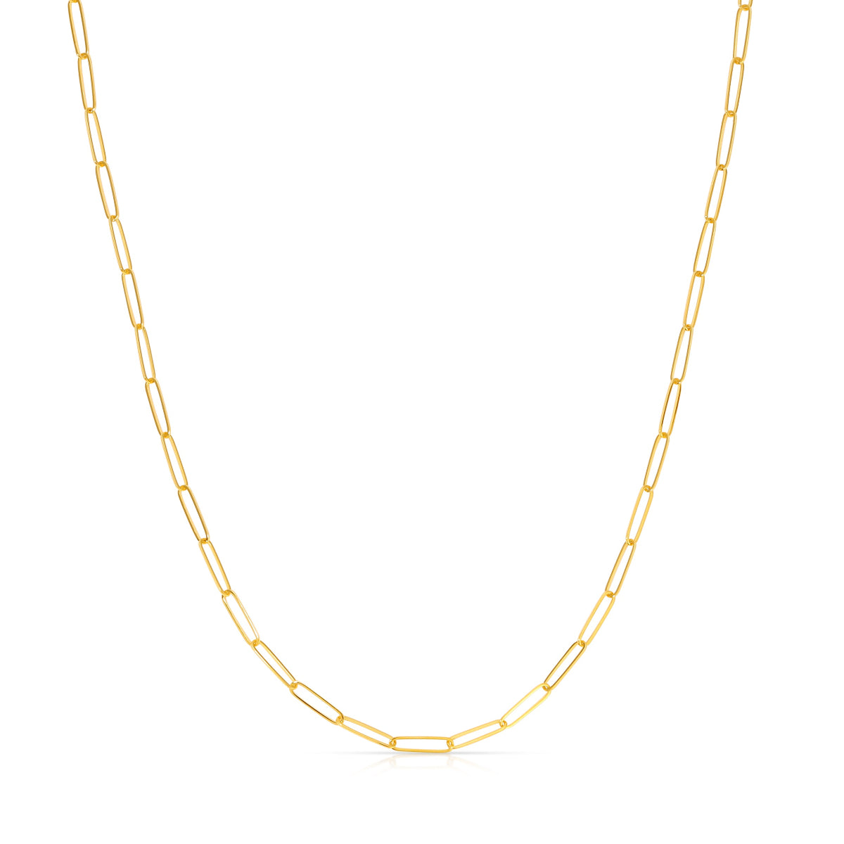 An Element Long Link Chain in yellow gold on a white background. 