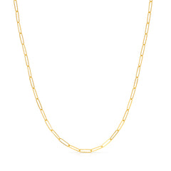 An Element Long Link Chain in yellow gold on a white background. 