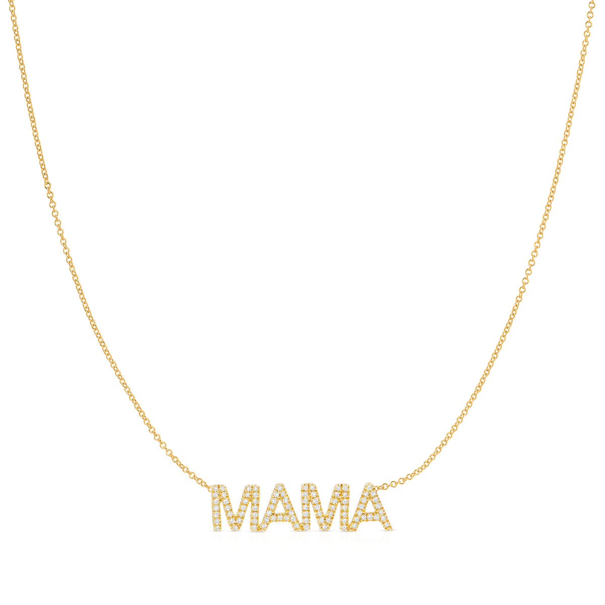 Pave MAMA Necklace | 14k Gold & Diamonds | Maya Brenner
