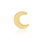 A Charm Stud - Moon in yellow gold on a white background.