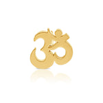 A Charm Stud - Om in yellow gold on a white background.