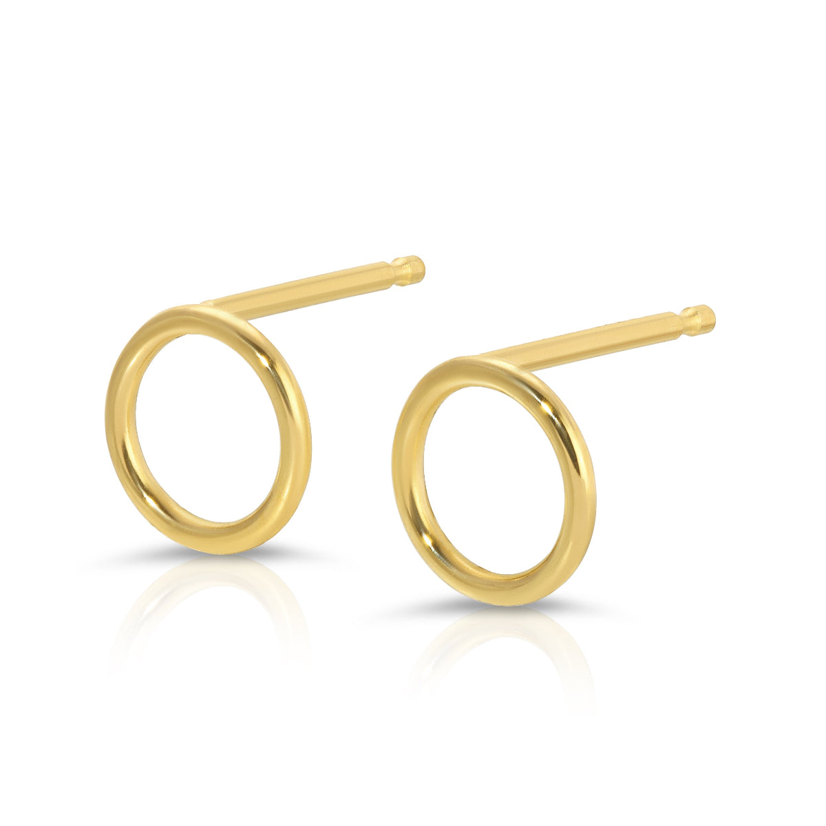 A pair of Open Eclipse Earrings - Mini in yellow gold on a white background. 