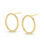 A pair of Open Eclipse Earrings - Large in yellow gold on a white background. 