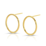 A pair of Open Eclipse Earrings - Large in yellow gold on a white background. 