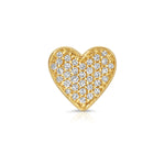 A Pavé Charm Stud - Heart in yellow gold on a white background. 