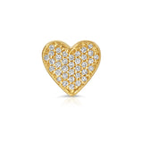 A Pavé Charm Stud - Heart in yellow gold on a white background. 