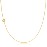 A yellow gold 14k Gold Asymmetrical Charm Necklace - Pavé Star of David with a cable chain on a white background. 