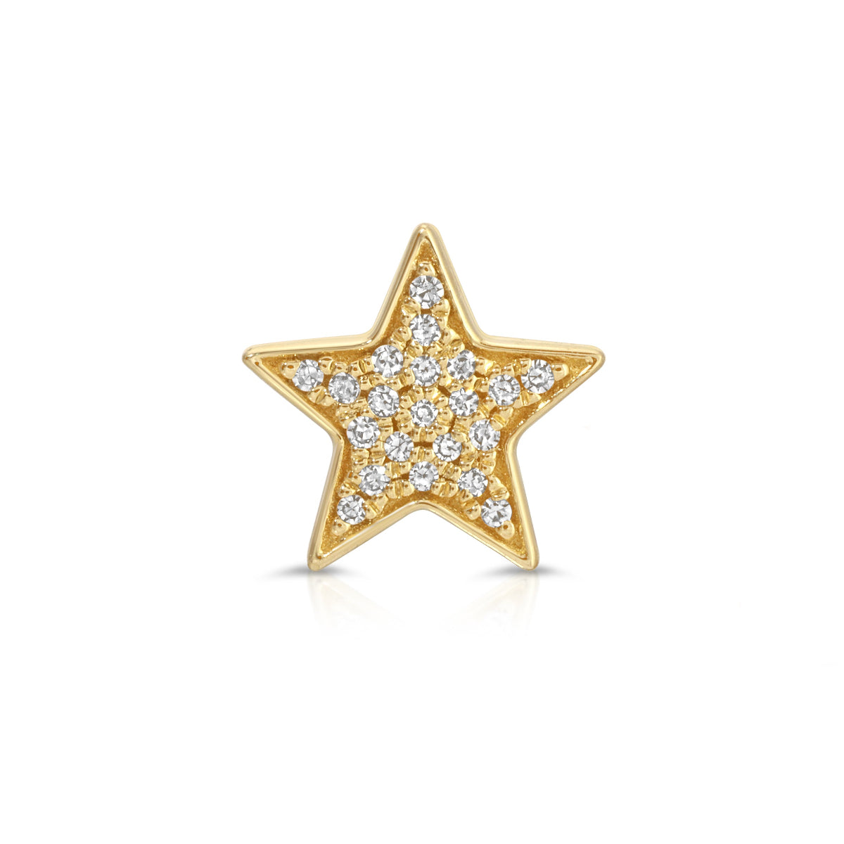 A Pavé Charm Stud - Star in yellow gold on a white background.