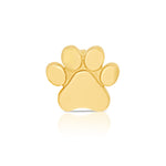 A Charm Stud - Paw in yellow gold on a white background.