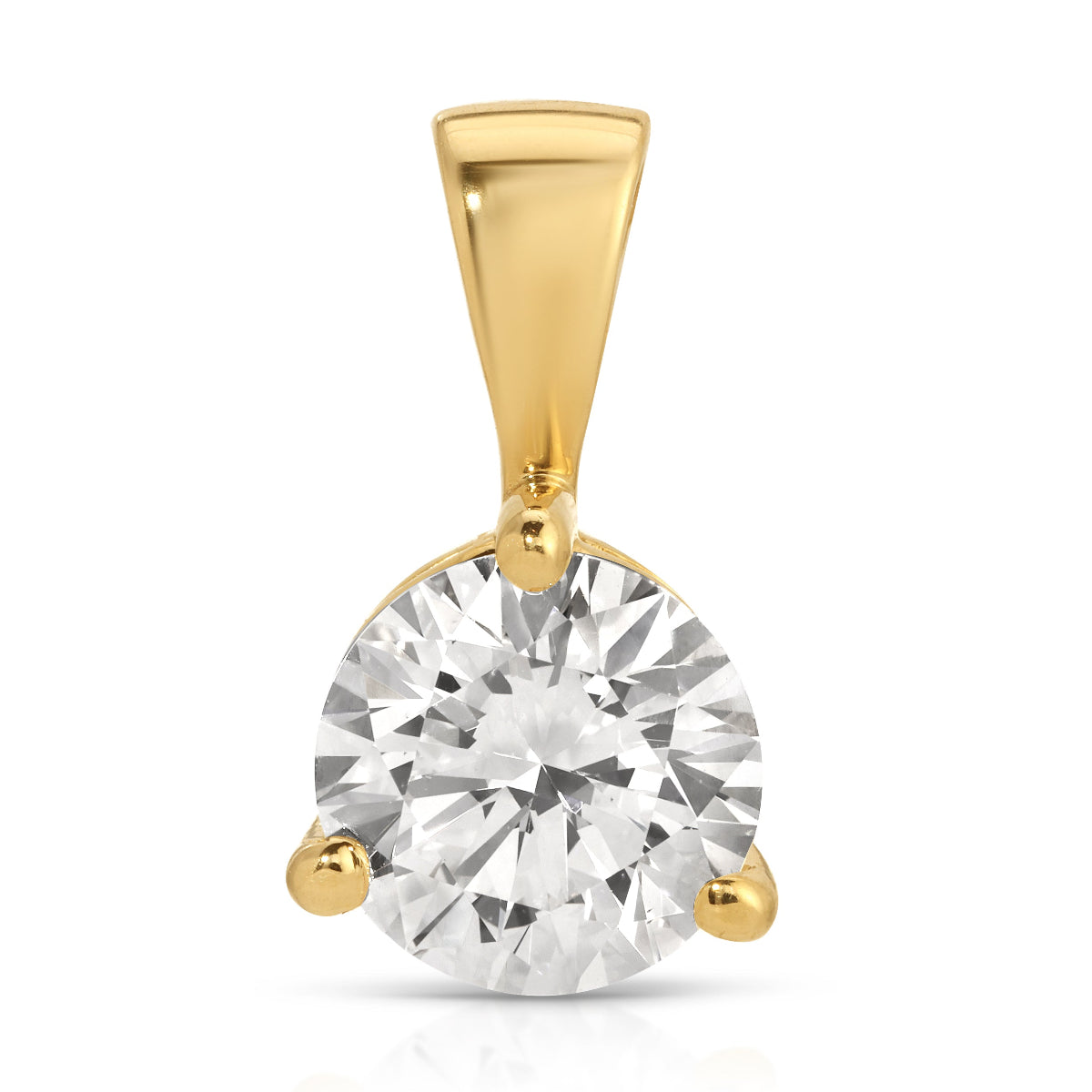 A Queen Diamond Pendant in yellow gold on a white background. 