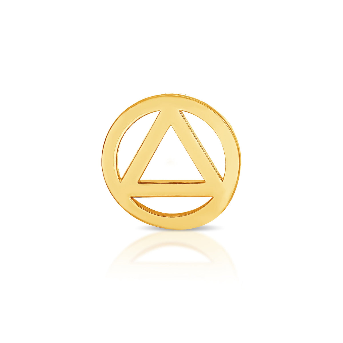 A Charm Stud - Recovery in yellow gold on a white background. 