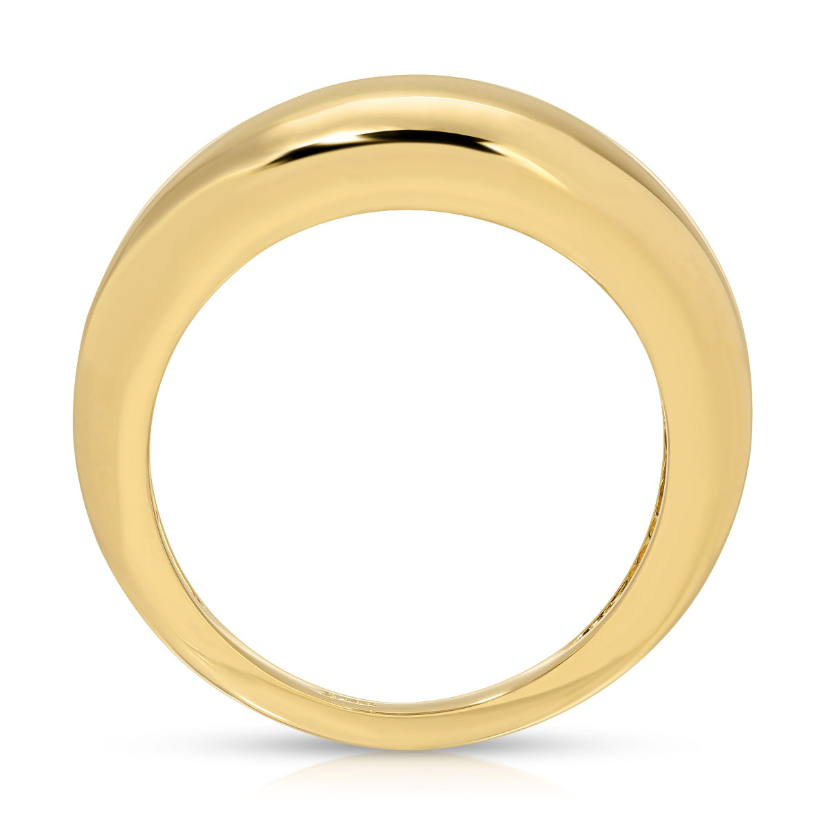 A Martini Ring in yellow gold on a white background. 