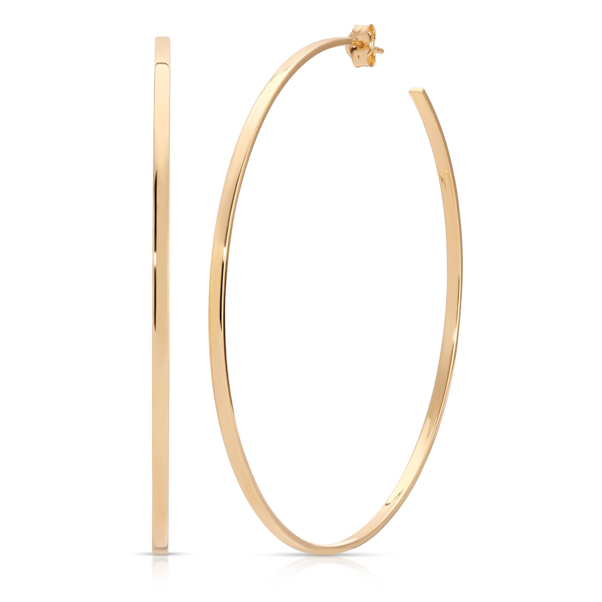 A Sleek & Chic Hoops - Large in yellow gold on a white background. 