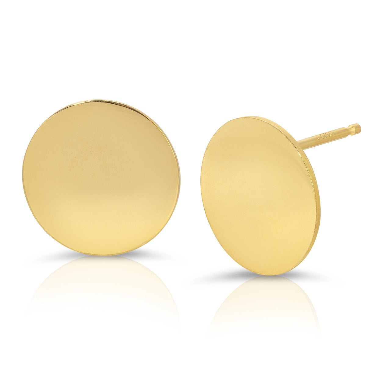 A pair of Solid Eclipse Earrings - Large in yellow gold on a white background. 