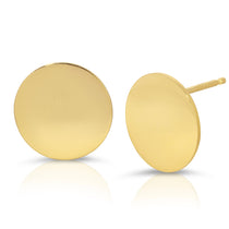 A pair of Solid Eclipse Earrings - Large in yellow gold on a white background. 