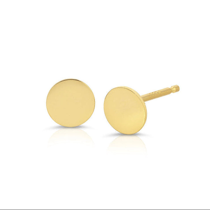 A pair of Solid Eclipse Earrings - Mini in yellow gold on a white background. 