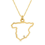 A Spain pendant necklace in yellow gold with a diamond on a white background.