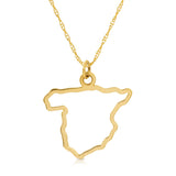A Spain pendant necklace in yellow gold on a white background.