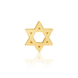 A Charm Stud - Star of David in yellow gold on a white background.