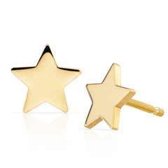 A pair of Star Studs in yellow gold on a white background.