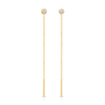 Threader Earrings Diamond in yellow gold on a white background. 